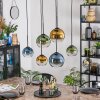 Koyoto hanging light, globe light, pendant light blue, gold, green, clear, 6-light sources