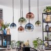 Koyoto hanging light, globe light, pendant light blue, green, clear, coppery, 6-light sources