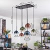Koyoto hanging light, globe light, pendant light blue, green, clear, coppery, 6-light sources