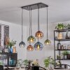 Koyoto hanging light, globe light, pendant light blue, green, clear, coppery, 6-light sources