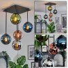Gastor ceiling light, globe light blue, chrome, green, coppery, Smoke-coloured, 5-light sources