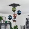 Gastor ceiling light, globe light blue, chrome, green, coppery, Smoke-coloured, 5-light sources
