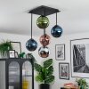 Gastor ceiling light, globe light blue, chrome, green, coppery, Smoke-coloured, 5-light sources