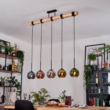 Koyoto hanging light, globe light, pendant light Ecru, black, 5-light sources