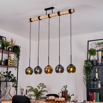Koyoto hanging light, globe light, pendant light Ecru, black, 5-light sources