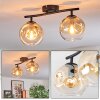 Ripoll ceiling light, globe light Amber, clear, 2-light sources