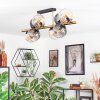 Koyoto ceiling light, globe light gold, black, 8-light sources