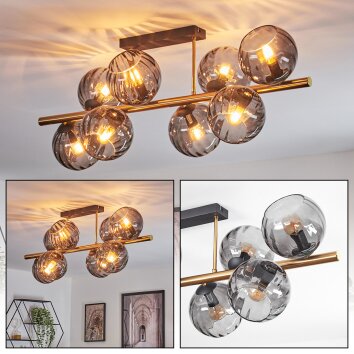 Koyoto ceiling light, globe light gold, black, 8-light sources