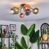 Chehalis ceiling light, globe light blue, green, clear, coppery, 6-light sources