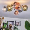 Chehalis ceiling light, globe light blue, green, clear, coppery, 6-light sources