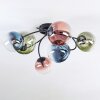Chehalis ceiling light, globe light blue, green, clear, coppery, 6-light sources