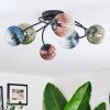 Chehalis ceiling light, globe light blue, green, clear, coppery, 6-light sources