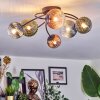 Chehalis ceiling light, globe light blue, green, clear, coppery, 6-light sources