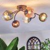 Chehalis ceiling light, globe light blue, green, clear, coppery, 6-light sources
