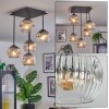 Ripoll ceiling light, globe light chrome, clear, Smoke-coloured, 5-light sources