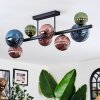 Chehalis ceiling light, globe light blue, green, coppery, 8-light sources