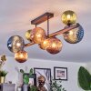 Chehalis ceiling light, globe light blue, green, coppery, 8-light sources