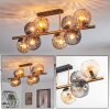 Koyoto ceiling light, globe light gold, black, 8-light sources