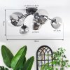 Chehalis ceiling light, globe light clear, Smoke-coloured, 6-light sources