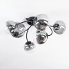 Chehalis ceiling light, globe light clear, Smoke-coloured, 6-light sources