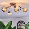 Chehalis ceiling light, globe light 56 cm Amber, clear, Smoke-coloured, 6-light sources
