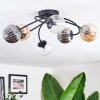 Chehalis ceiling light, globe light 56 cm Amber, clear, Smoke-coloured, 6-light sources