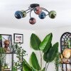 Chehalis ceiling light, globe light 56 cm blue, green, coppery, 6-light sources