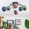 Chehalis ceiling light, globe light 56 cm blue, green, coppery, 6-light sources