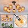 Koyoto ceiling light, globe light Amber, 7-light sources
