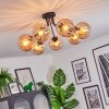 Koyoto ceiling light, globe light Amber, 7-light sources