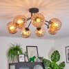 Koyoto ceiling light, globe light Amber, 7-light sources