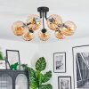 Koyoto ceiling light, globe light Amber, 7-light sources