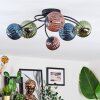 Chehalis ceiling light, globe light blue, green, coppery, 6-light sources