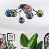 Chehalis ceiling light, globe light blue, green, coppery, 6-light sources