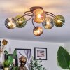 Chehalis ceiling light, globe light blue, green, coppery, 6-light sources