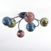 Chehalis ceiling light, globe light blue, green, coppery, 6-light sources