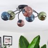 Chehalis ceiling light, globe light blue, green, coppery, 6-light sources