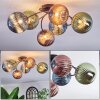 Chehalis ceiling light, globe light 56 cm blue, green, coppery, 6-light sources