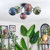 Chehalis ceiling light, globe light 56 cm blue, green, coppery, 6-light sources