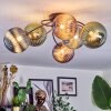 Chehalis ceiling light, globe light 56 cm blue, green, coppery, 6-light sources