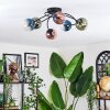 Chehalis ceiling light, globe light 56 cm blue, green, clear, coppery, 6-light sources