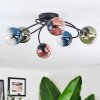 Chehalis ceiling light, globe light 56 cm blue, green, clear, coppery, 6-light sources