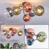 Chehalis ceiling light, globe light 56 cm blue, green, clear, coppery, 6-light sources