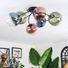 Chehalis ceiling light, globe light 56 cm blue, green, clear, coppery, 6-light sources