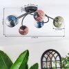 Chehalis ceiling light, globe light 56 cm blue, green, clear, coppery, 6-light sources