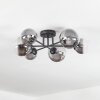 Chehalis ceiling light, globe light 20 cm clear, Smoke-coloured, 6-light sources