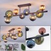 Chehalis ceiling light, globe light blue, green, coppery, 8-light sources
