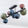 Chehalis ceiling light, globe light blue, green, coppery, 8-light sources