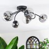 Chehalis ceiling light, globe light 58 cm clear, Smoke-coloured, 6-light sources