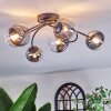 Chehalis ceiling light, globe light 58 cm clear, Smoke-coloured, 6-light sources